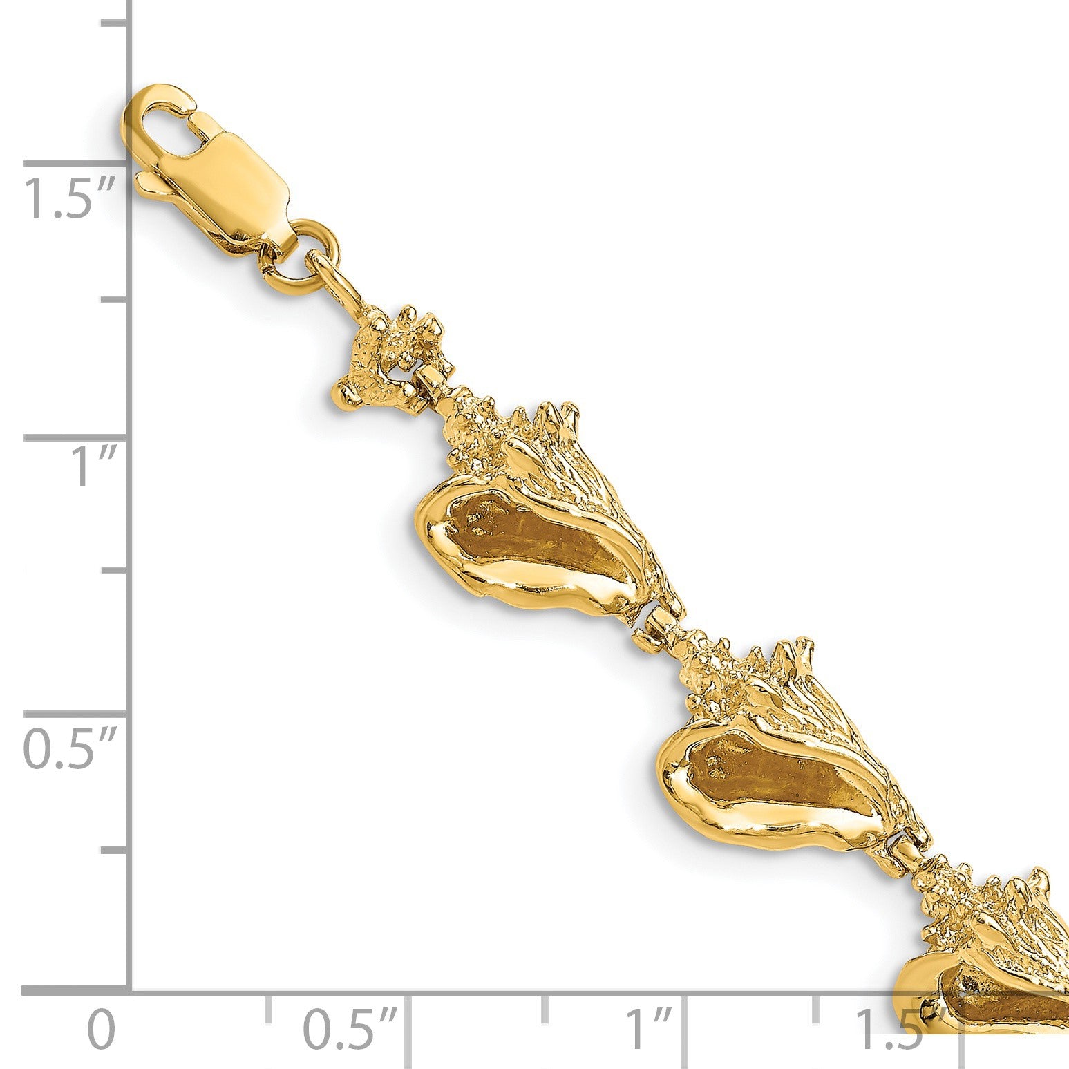 14k Polished 3-D Conch Shell Link 7.25 inch Bracelet