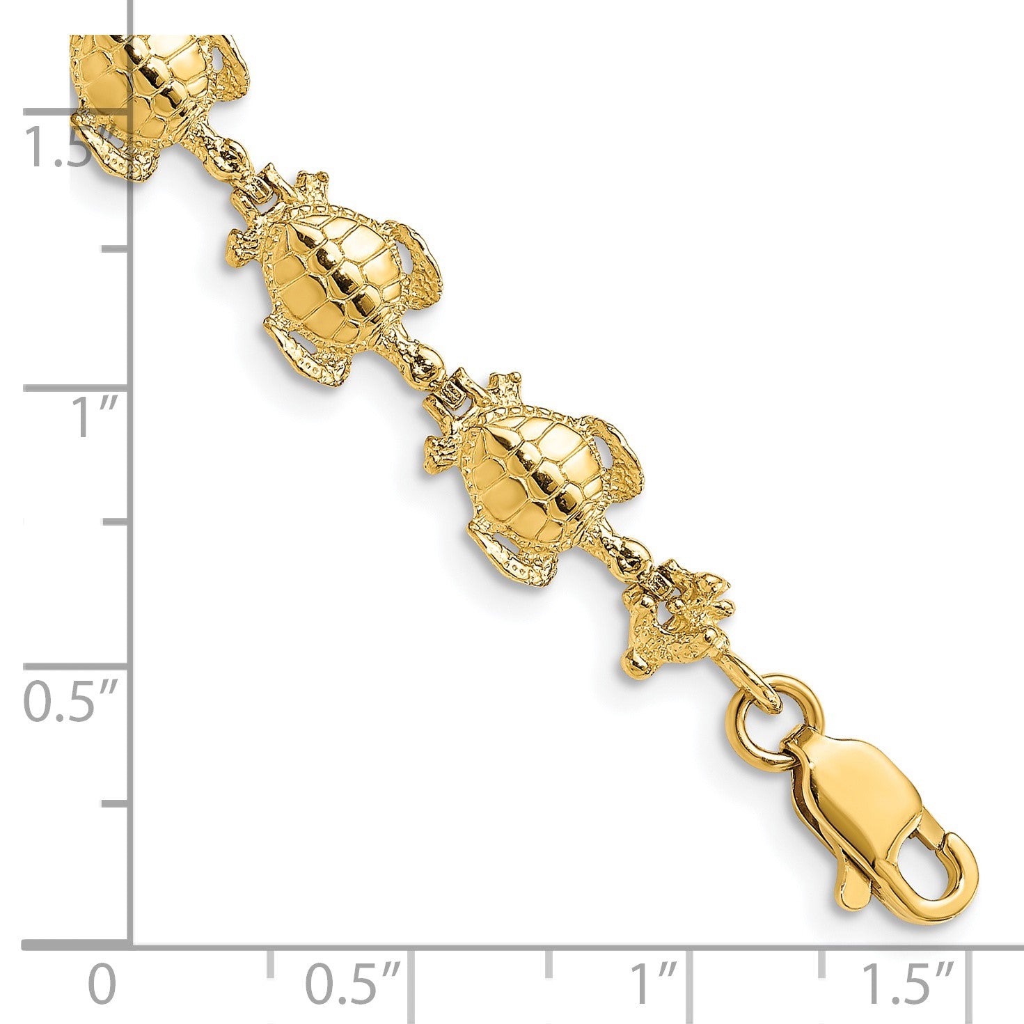 14k Polished Sea Turtle 7.25 inch Bracelet