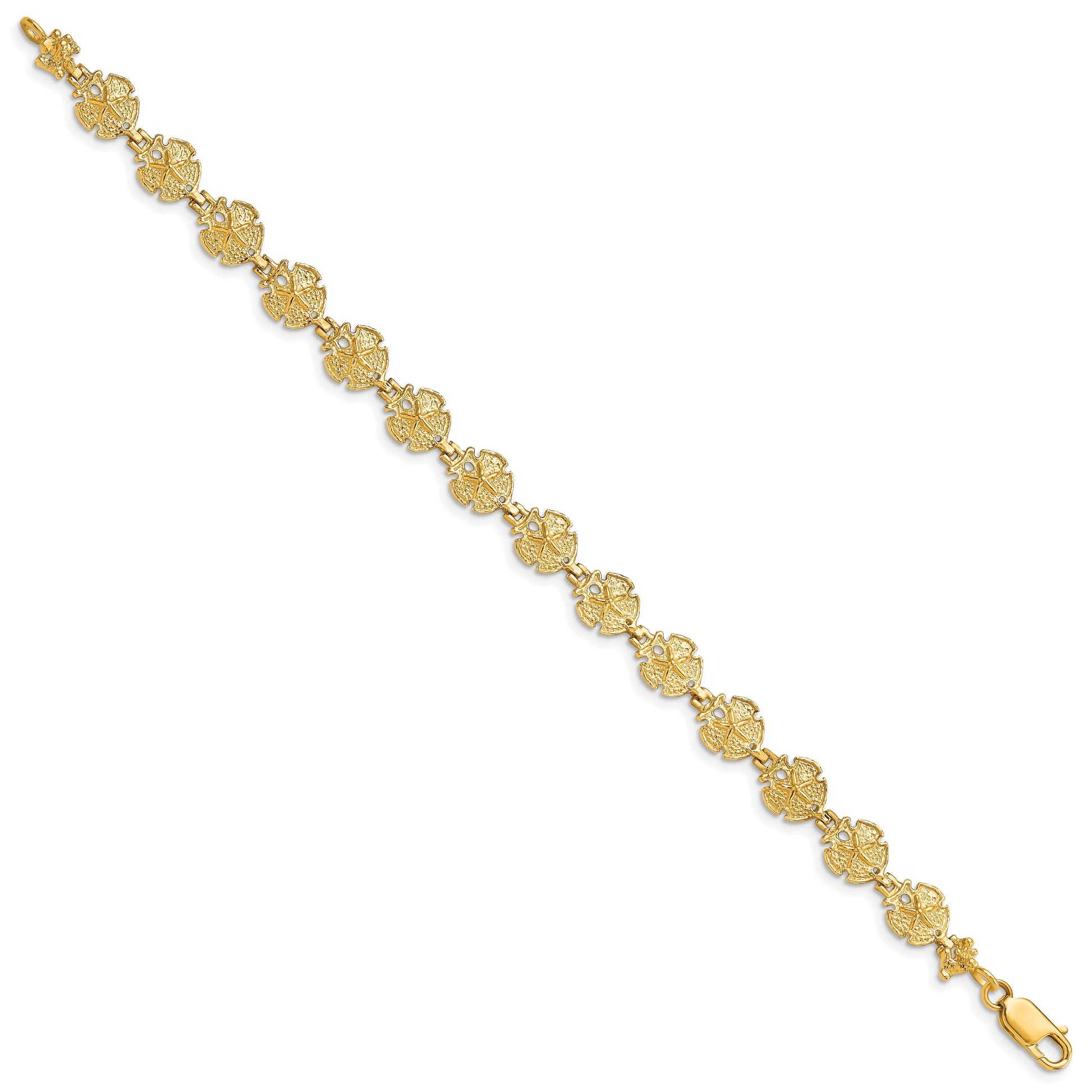 14k Textured Sand Dollar 8 inch Bracelet