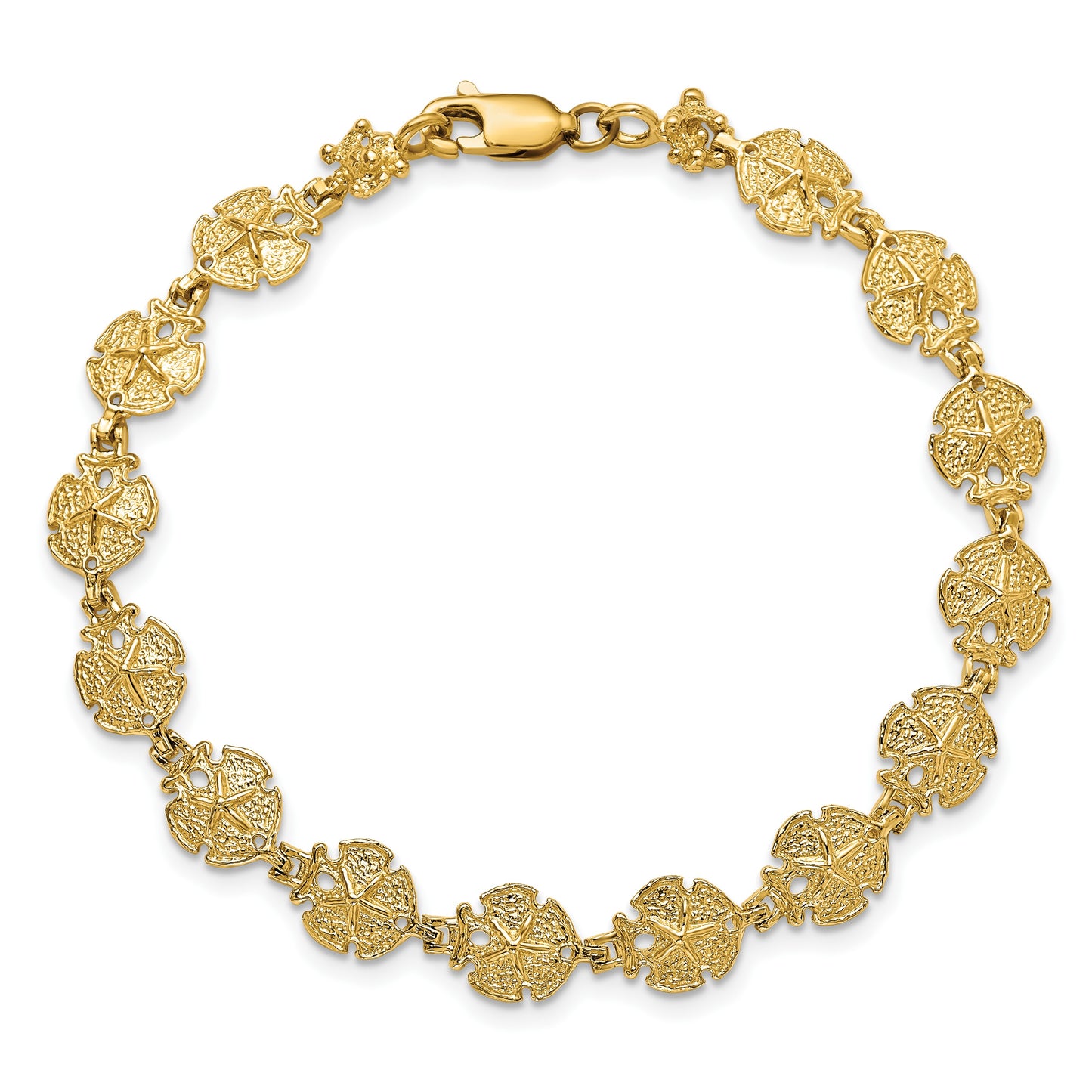 14k Textured Sand Dollar 8 inch Bracelet