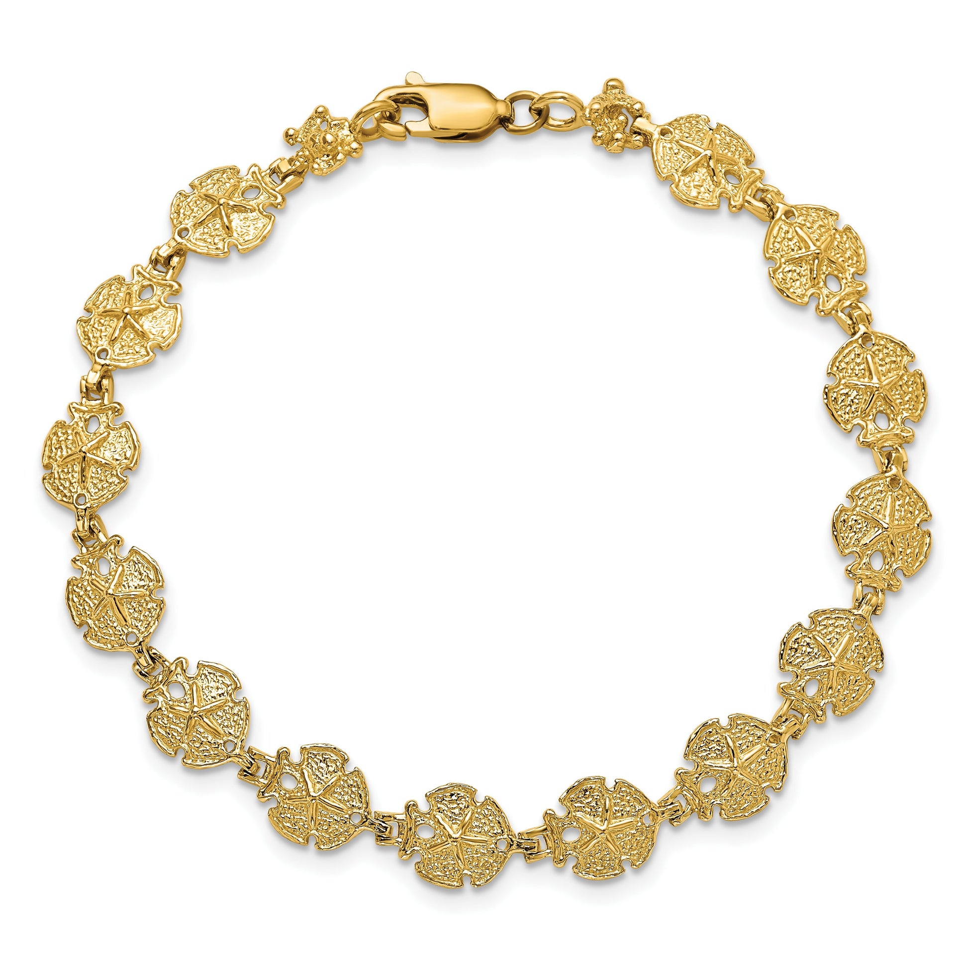 14k Textured Sand Dollar 8 inch Bracelet