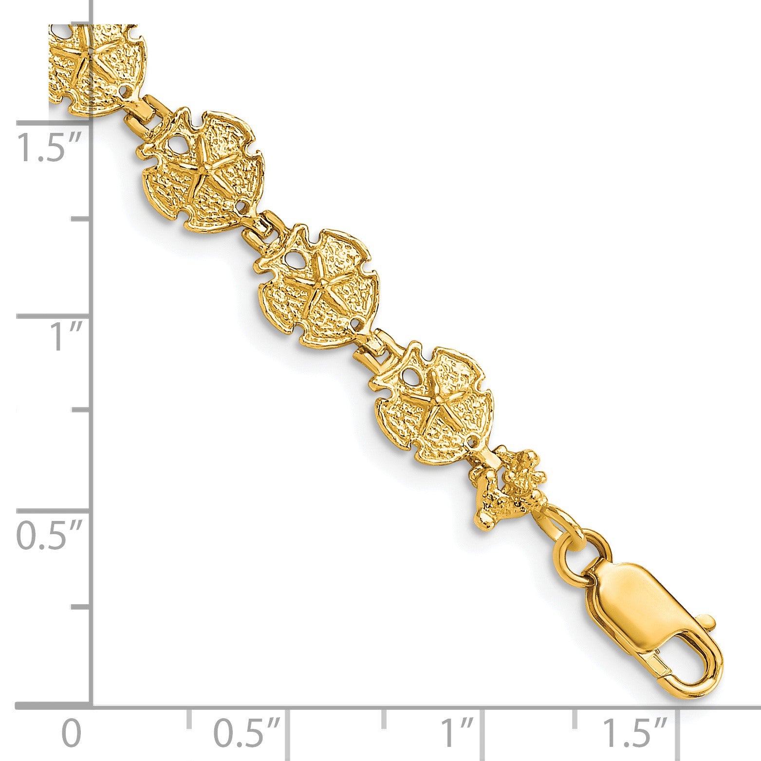 14k Textured Sand Dollar 8 inch Bracelet