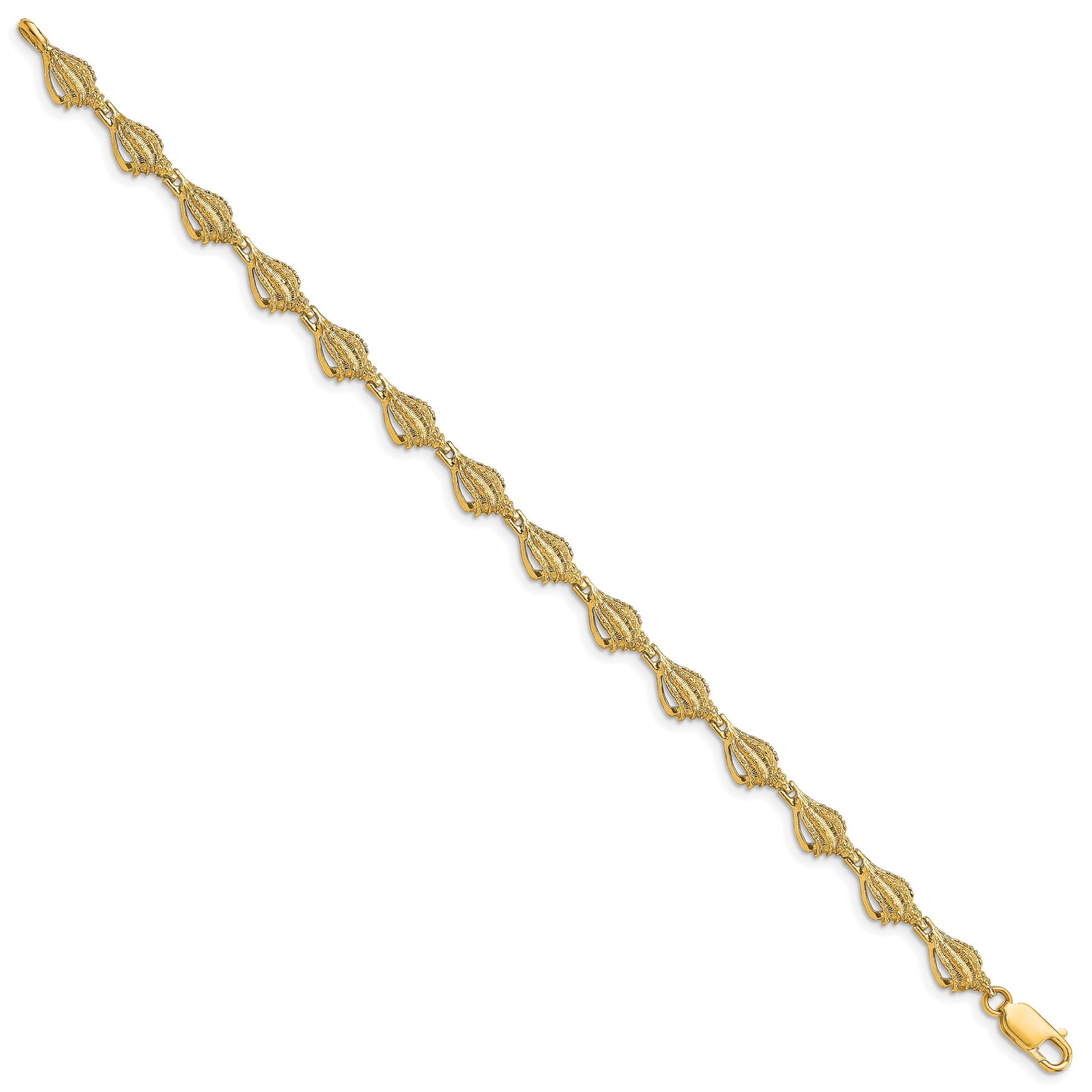 14k Textured Conch Shell 7.25 inch Bracelet