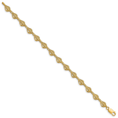 14k Textured Conch Shell 7.25 inch Bracelet