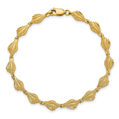 14k Textured Conch Shell 7.25 inch Bracelet