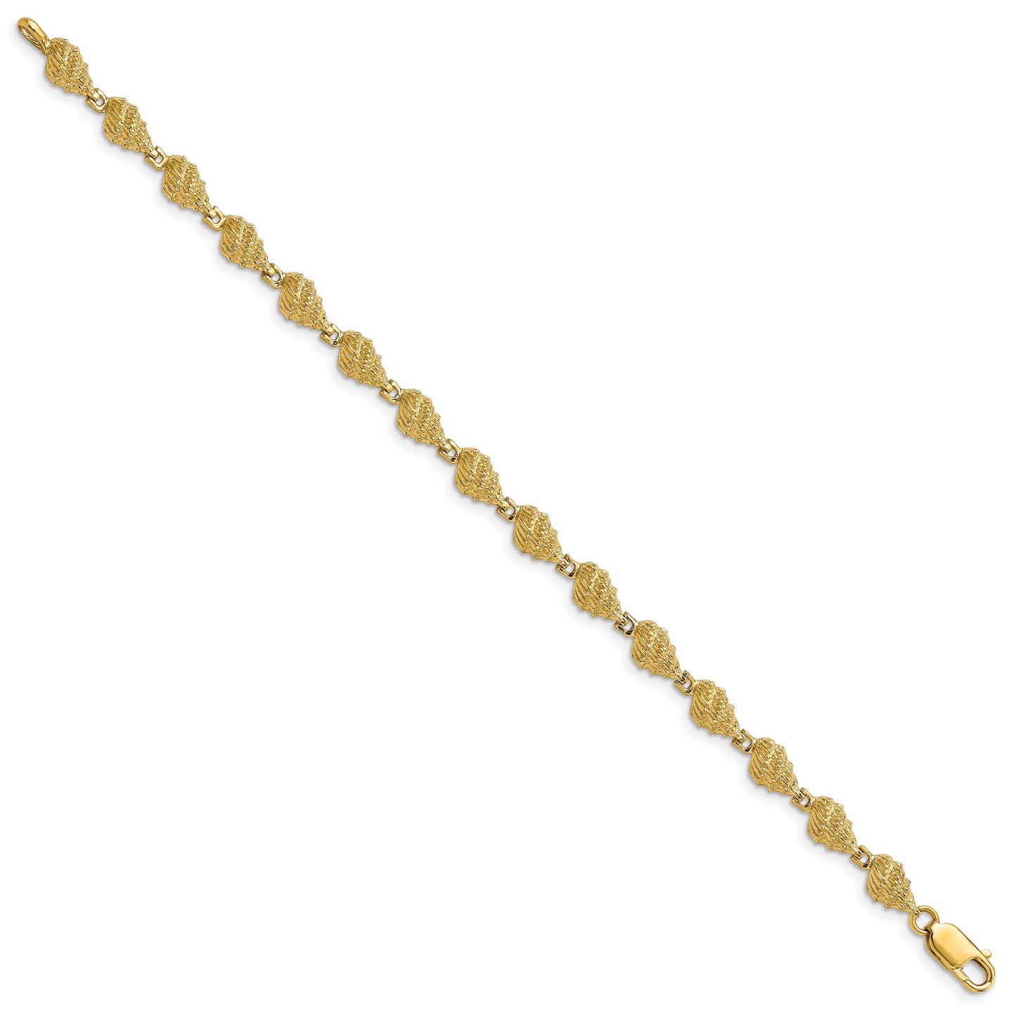 14k Textured Conch Shell 7 inch Bracelet