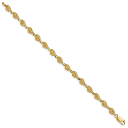 14k Textured Conch Shell 7 inch Bracelet