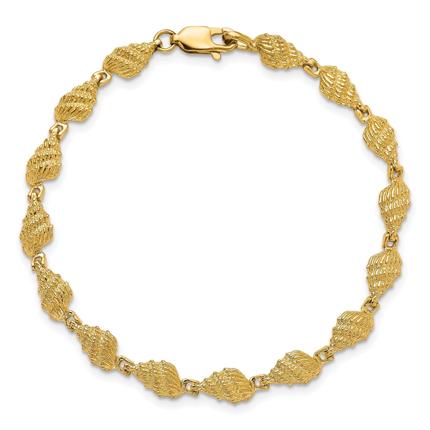 14k Textured Conch Shell 7 inch Bracelet