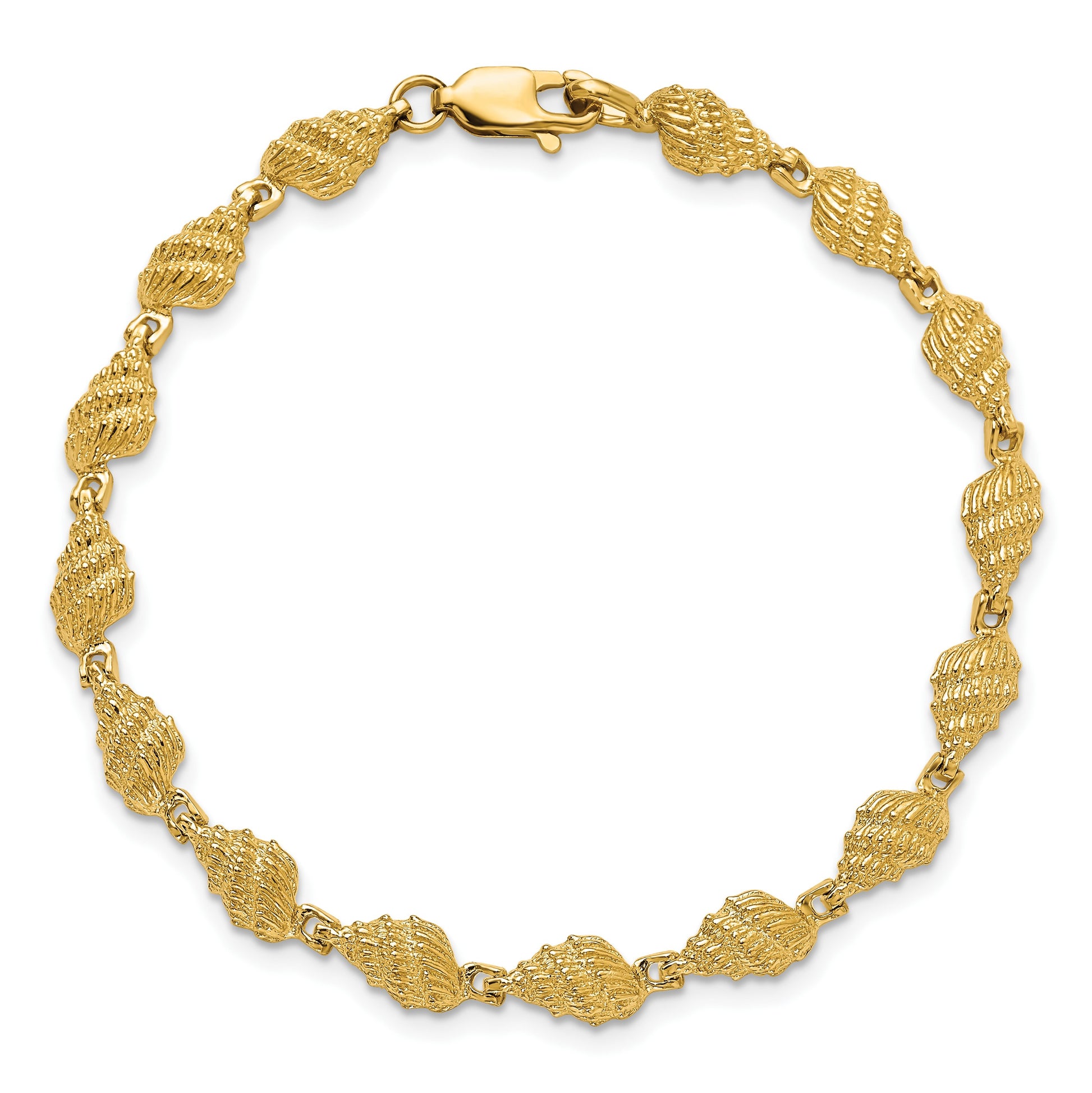 14k Textured Conch Shell 7 inch Bracelet