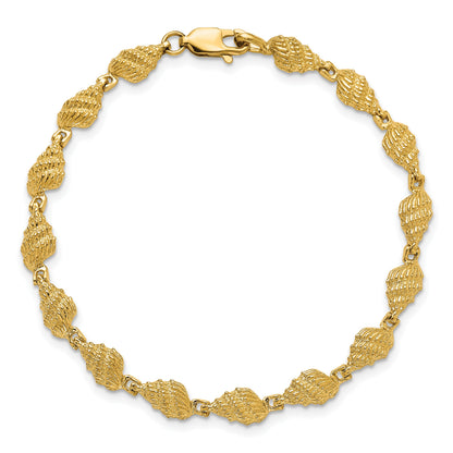 14k Textured Conch Shell 7 inch Bracelet