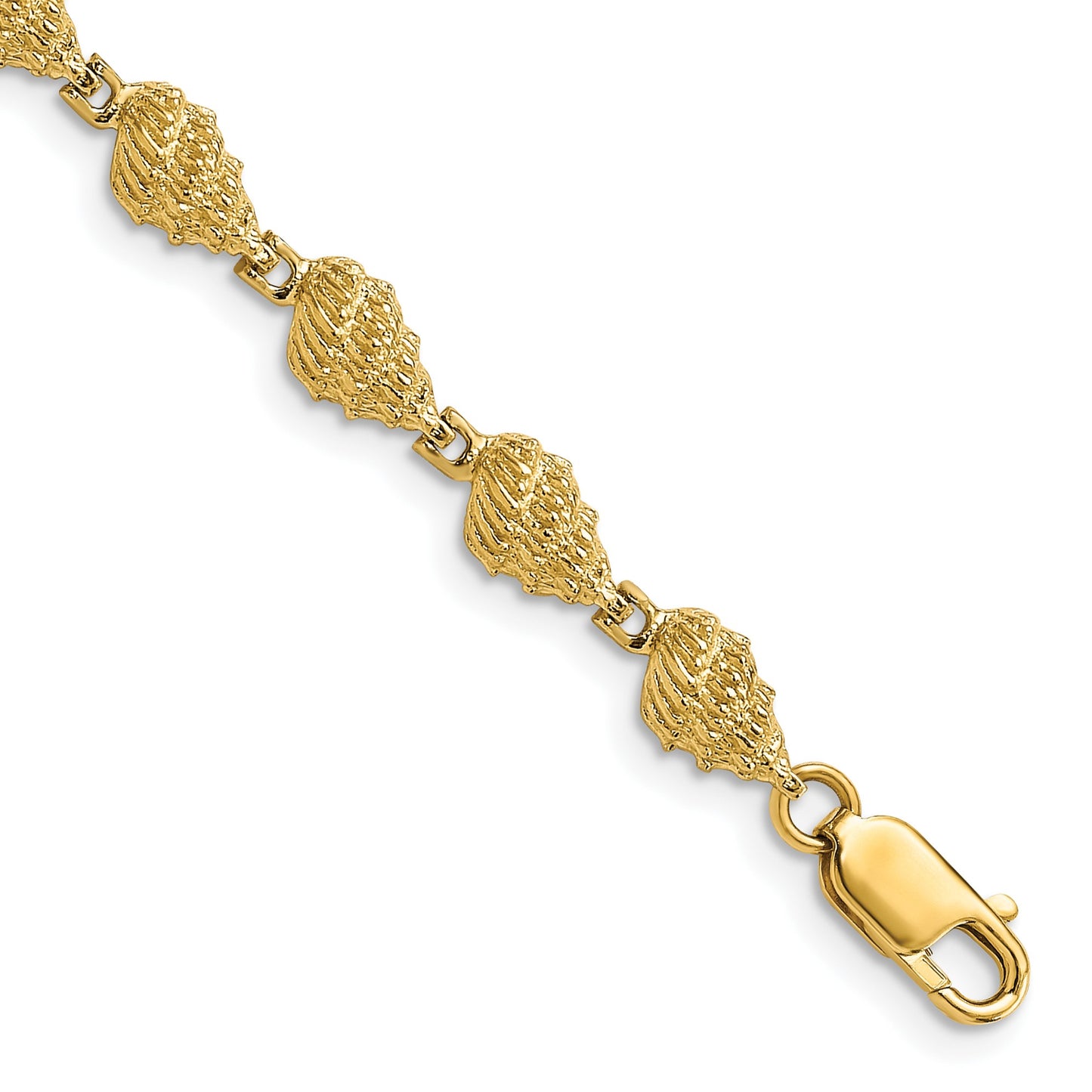 14k Textured Conch Shell 7 inch Bracelet