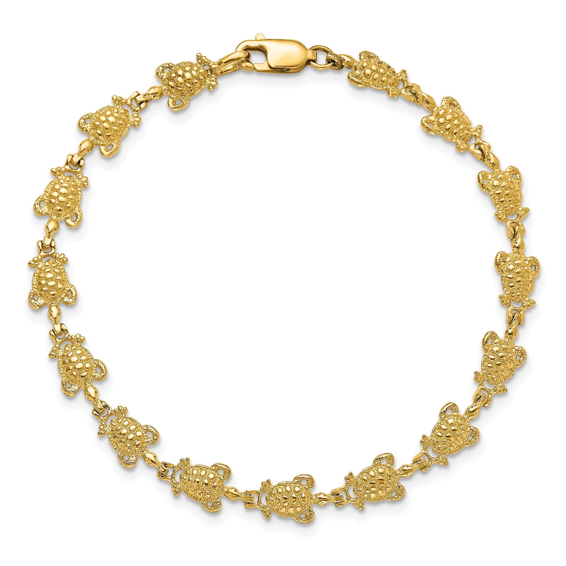 14k Polished Turtle 7.25 inch Bracelet