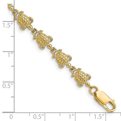 14k Polished Turtle 7.25 inch Bracelet