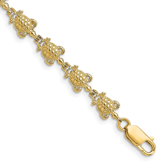 14k Polished Turtle 7.25 inch Bracelet