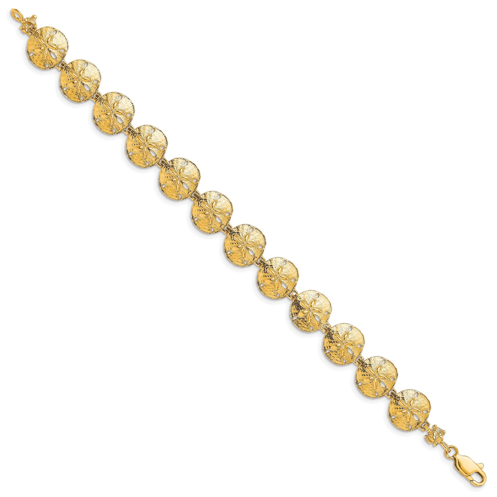 14k Polished Sand Dollar 7 inch Bracelet