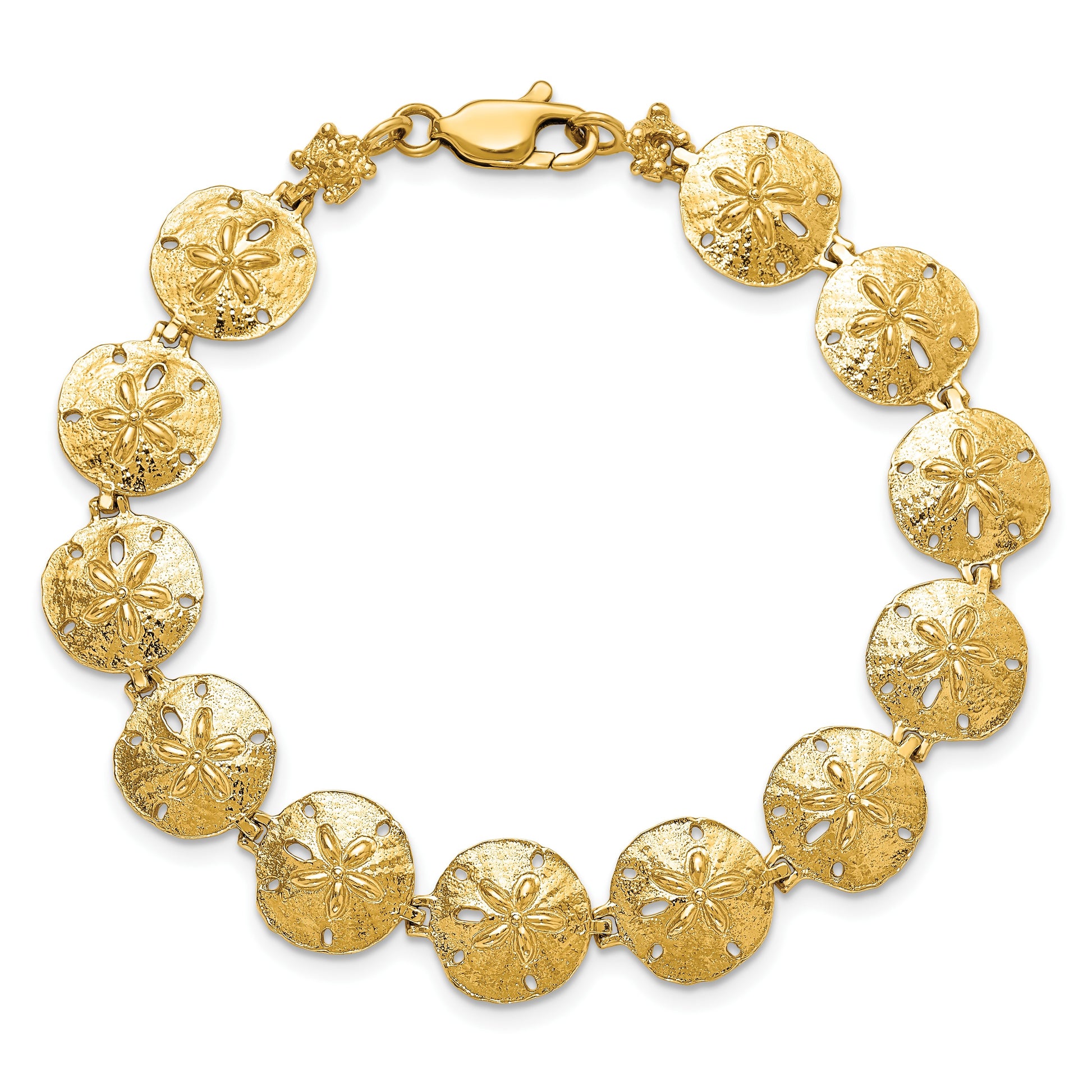 14k Polished Sand Dollar 7 inch Bracelet