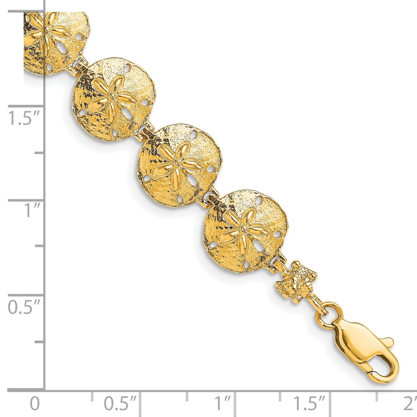 14k Polished Sand Dollar 7 inch Bracelet