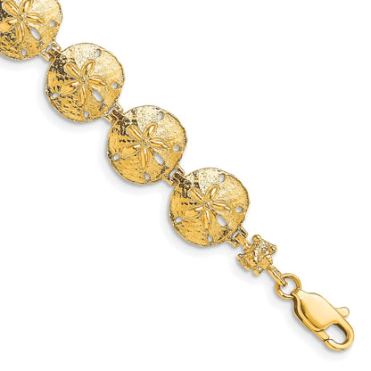 14k Polished Sand Dollar 7 inch Bracelet