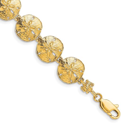 14k Polished Sand Dollar 7 inch Bracelet