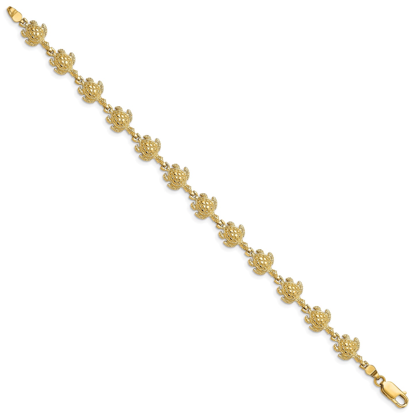 14k Polished Turtle 7 inch Bracelet