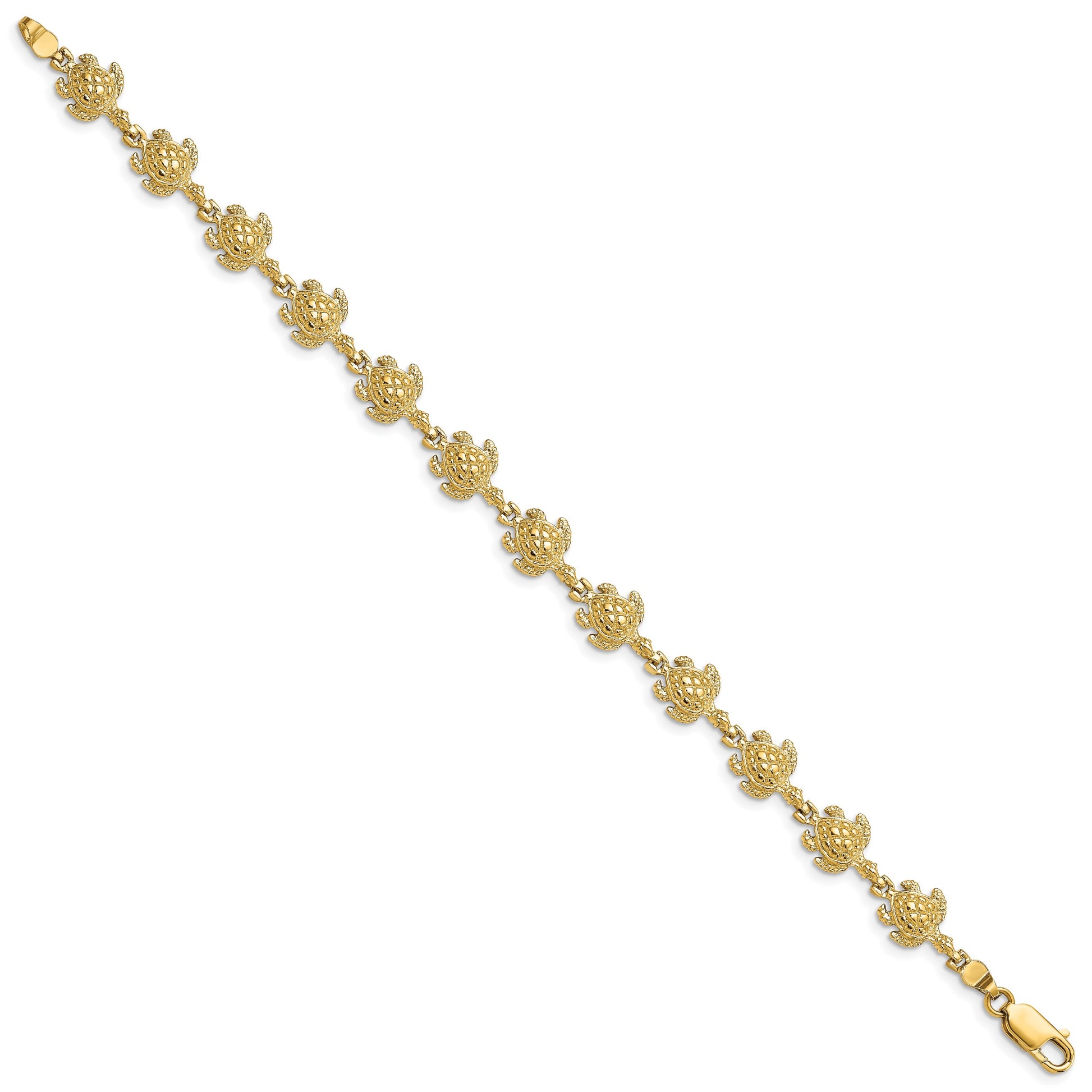 14k Polished Turtle 7 inch Bracelet