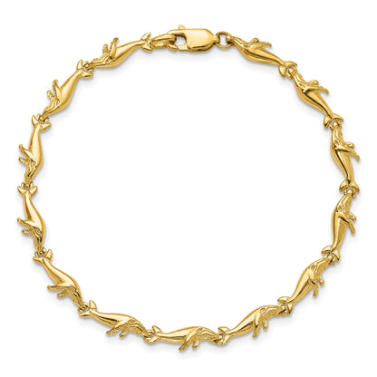 14k Polished Whale 7.5 inch Bracelet
