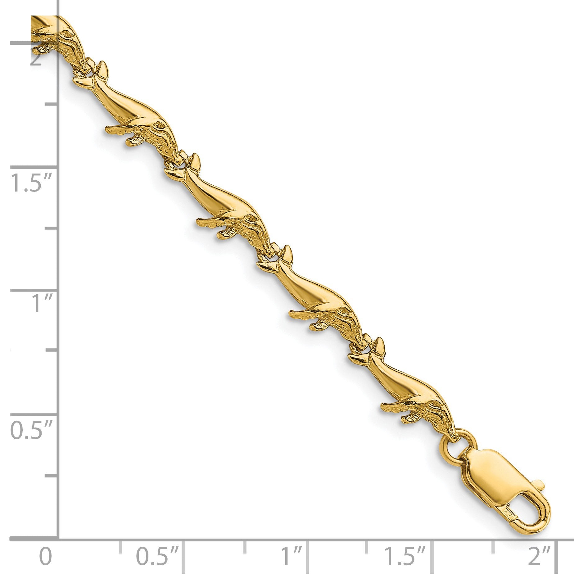 14k Polished Whale 7.5 inch Bracelet