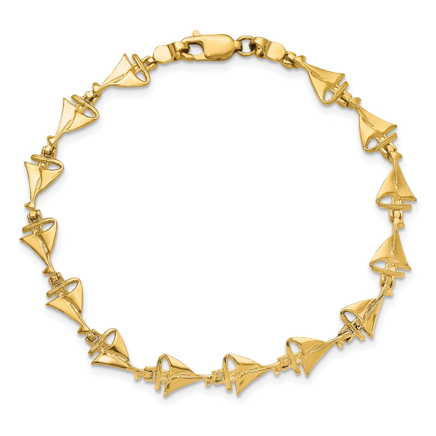 14k Polished Sailboat 7 inch Bracelet
