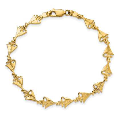 14k Polished Sailboat 7 inch Bracelet