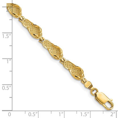 14k Polished Flip Flop 7 inch Bracelet