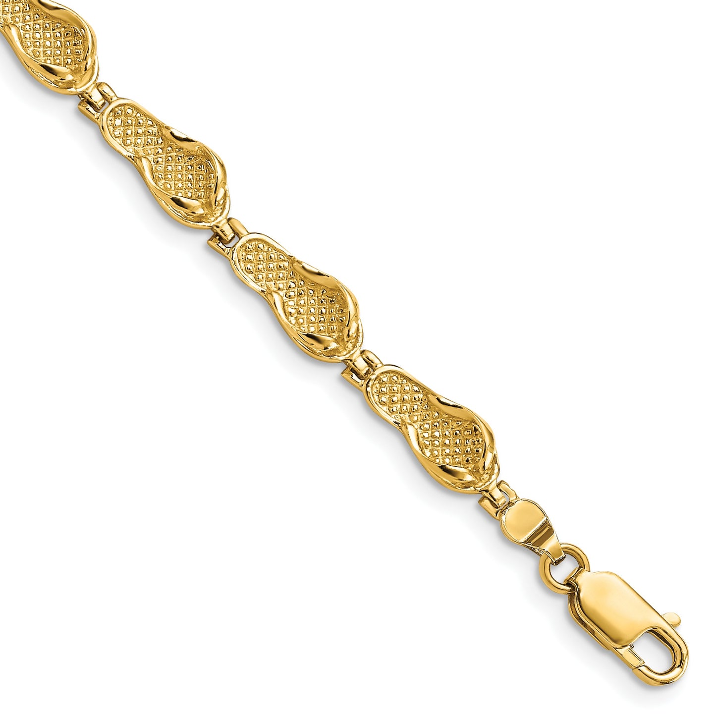 14k Polished Flip Flop 7 inch Bracelet