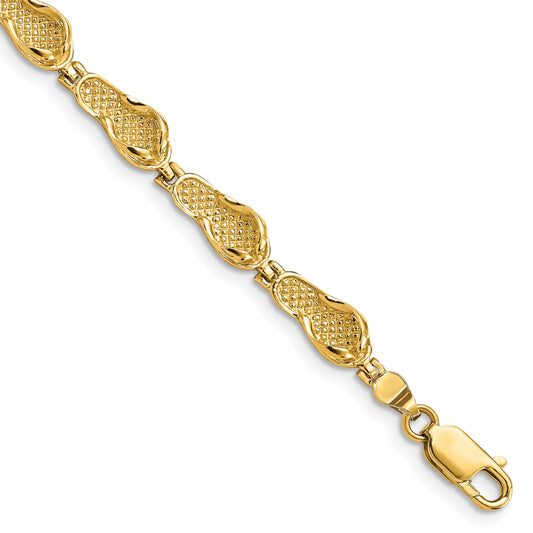 14k Polished Flip Flop 7 inch Bracelet