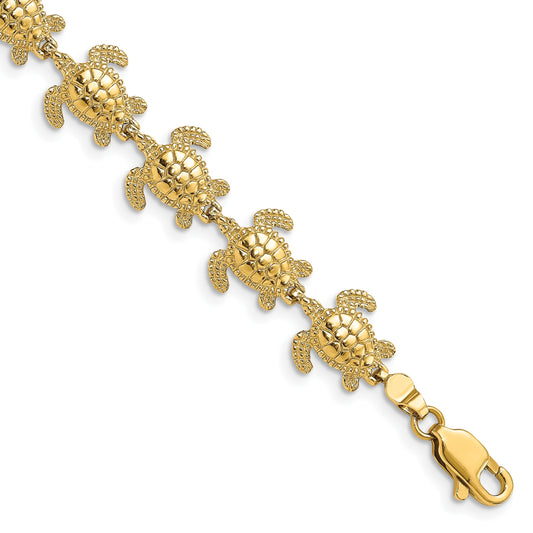 14k Polished Sea Turtle 7.25 inch Bracelet