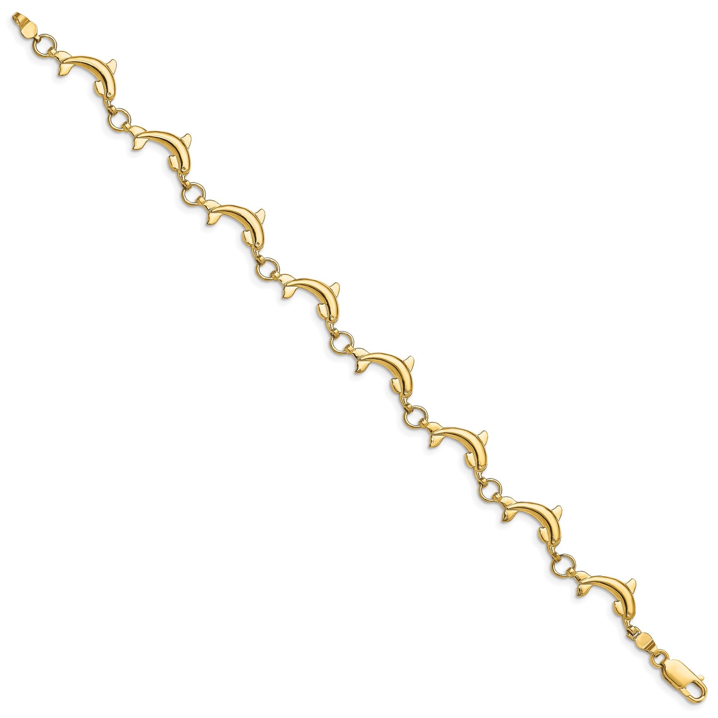 14k Polished Dolphin Link 7.5 inch Bracelet