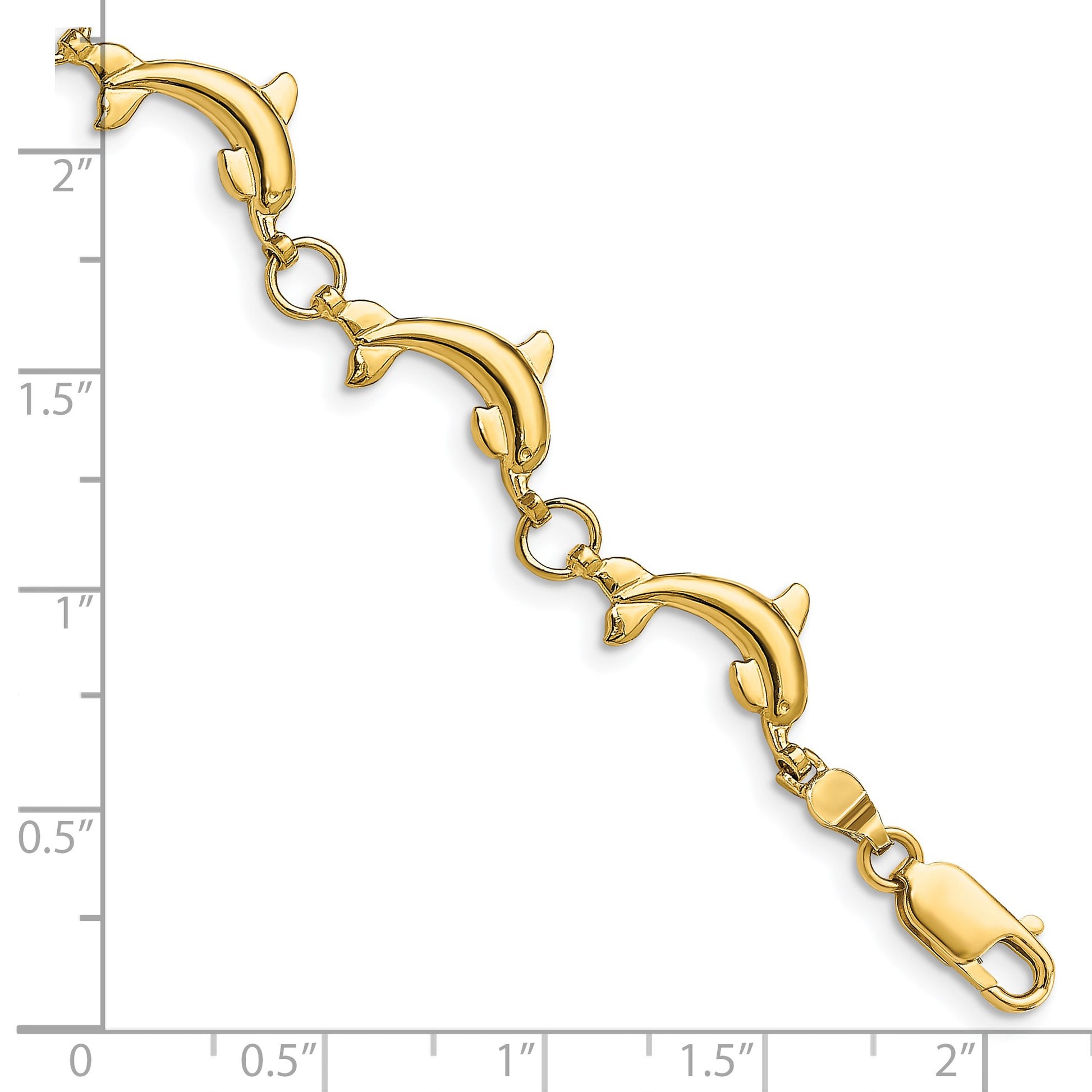 14k Polished Dolphin Link 7.5 inch Bracelet