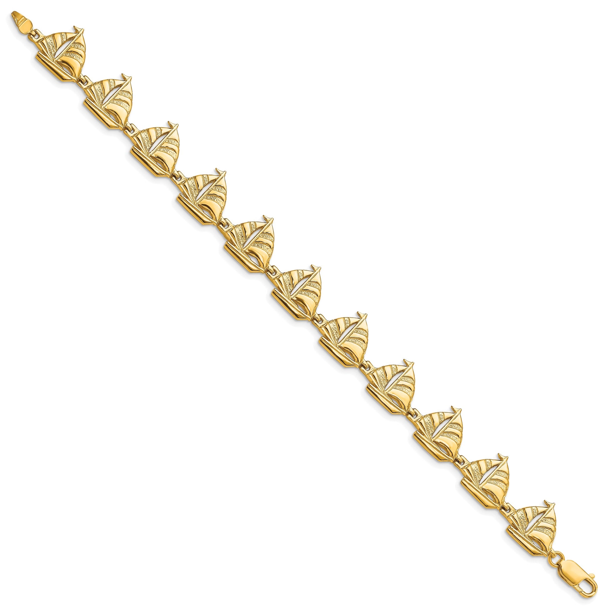 14k Polished Sailboat 7.25 inch Bracelet