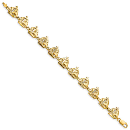14k Polished Sailboat 7.25 inch Bracelet