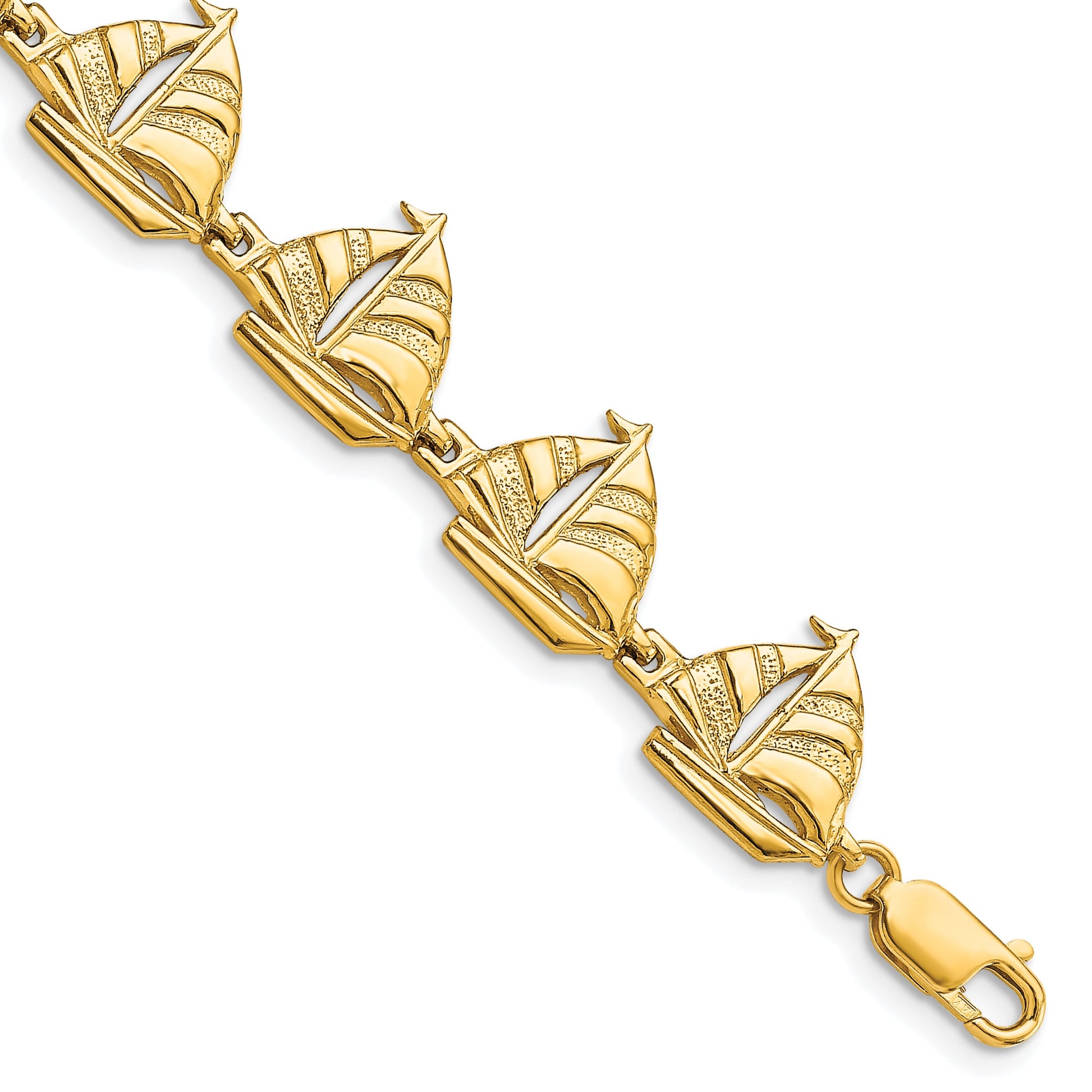 14k Polished Sailboat 7.25 inch Bracelet