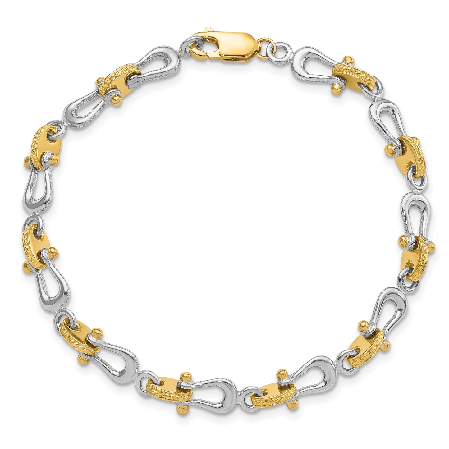 14k Two-tone Polished Anchor Shackle 7.5 inch Bracelet