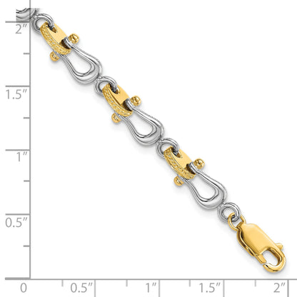 14k Two-tone Polished Anchor Shackle 8 inch Bracelet