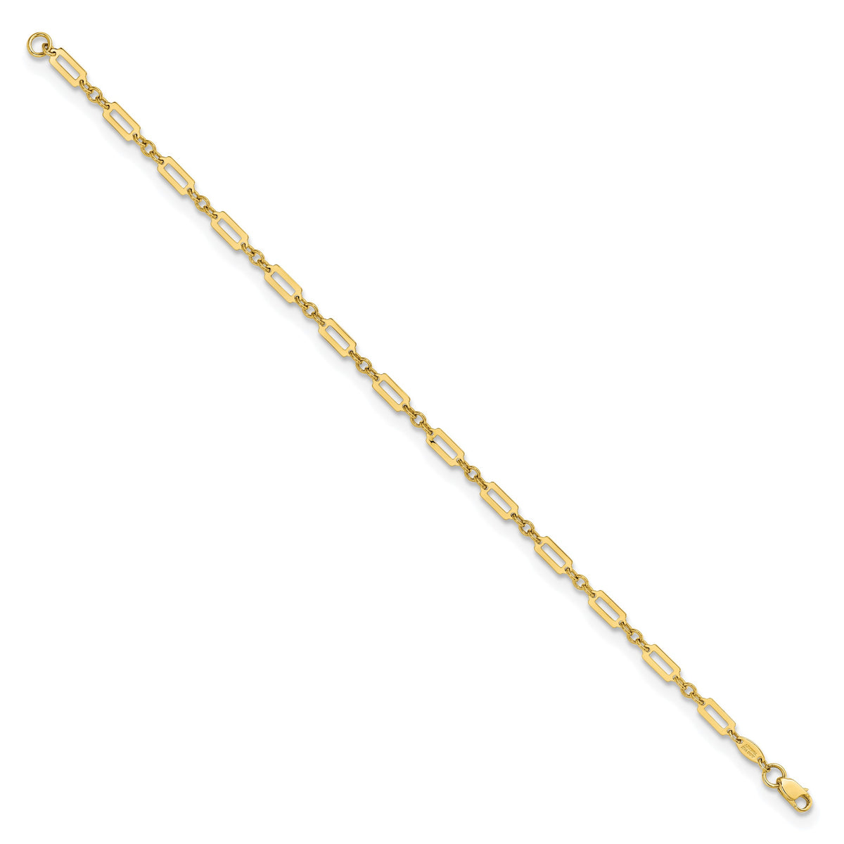 14K Polished Fancy Rectangle Link 7.5 inch Bracelet