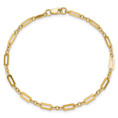 14K Polished Fancy Rectangle Link 7.5 inch Bracelet