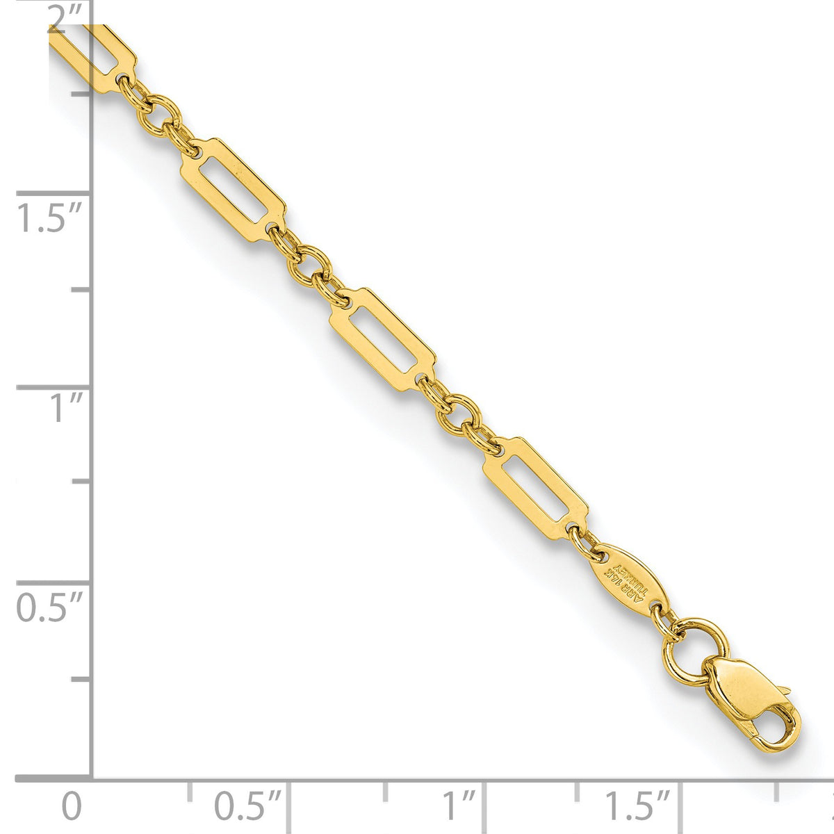 14K Polished Fancy Rectangle Link 7.5 inch Bracelet