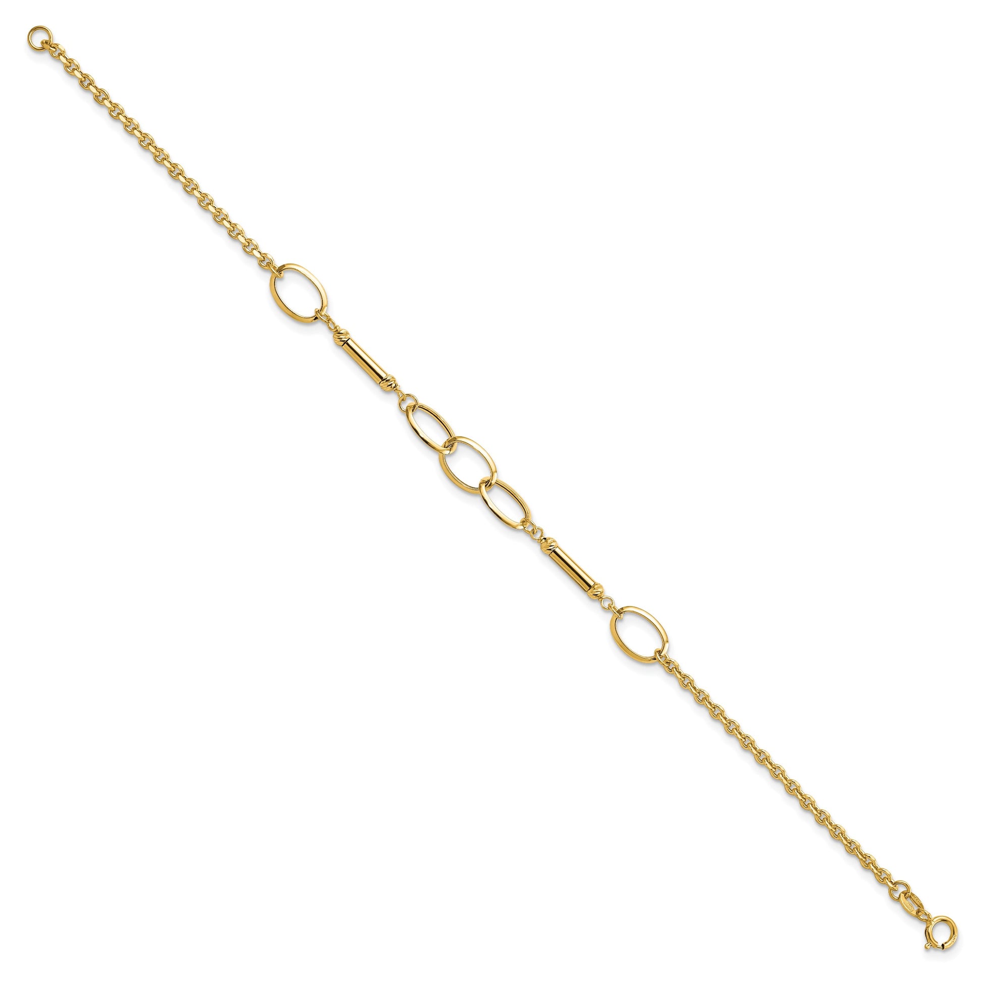14K Polished Bars and Oval Links 7.5 inch Bracelet