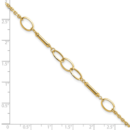 14K Polished Bars and Oval Links 7.5 inch Bracelet