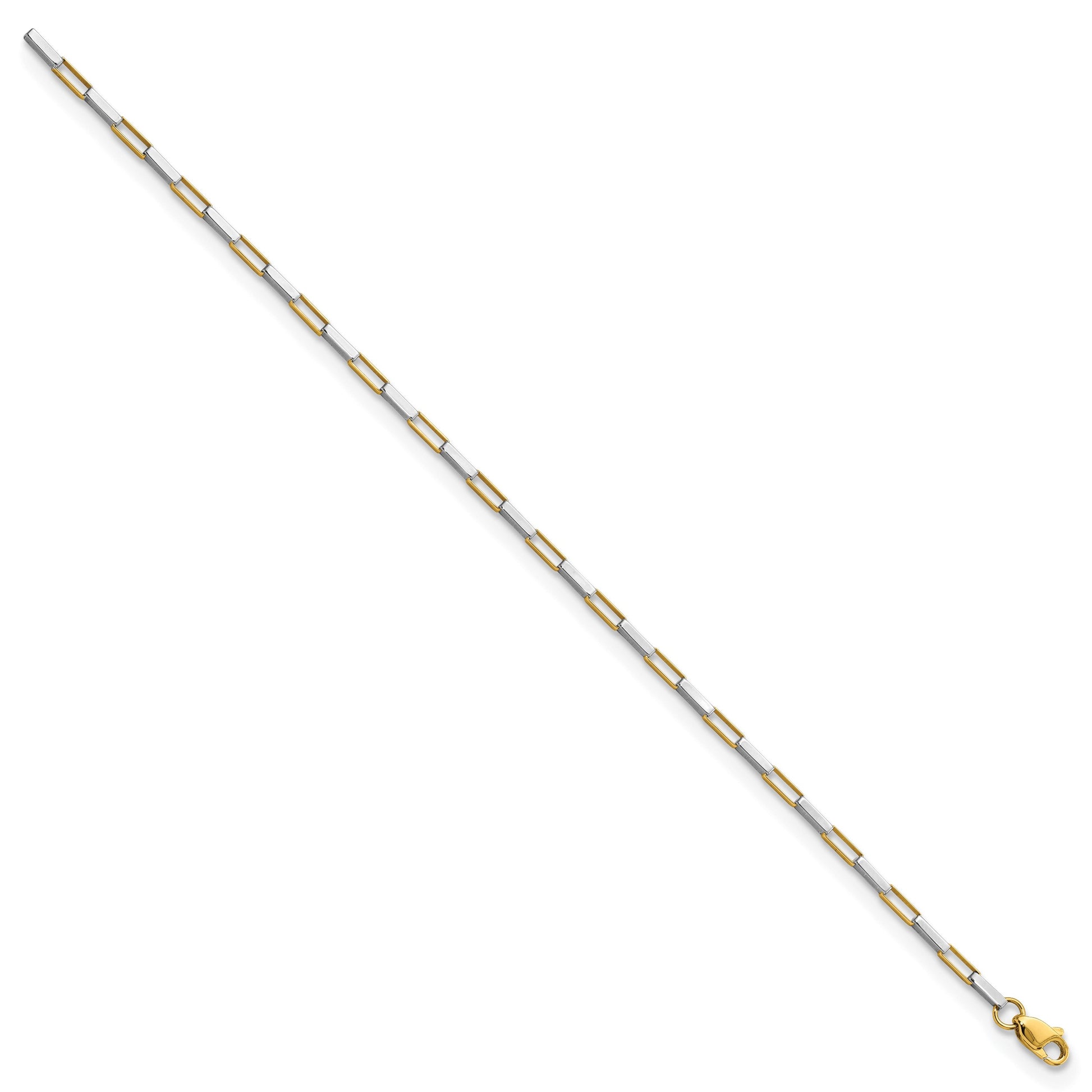 14k Two-tone Polished Fancy Box Links 7.5 inch Bracelet