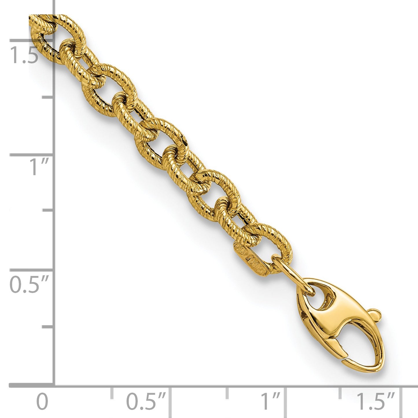 14k Polished and Textured Cable Link 7.5 inch Bracelet