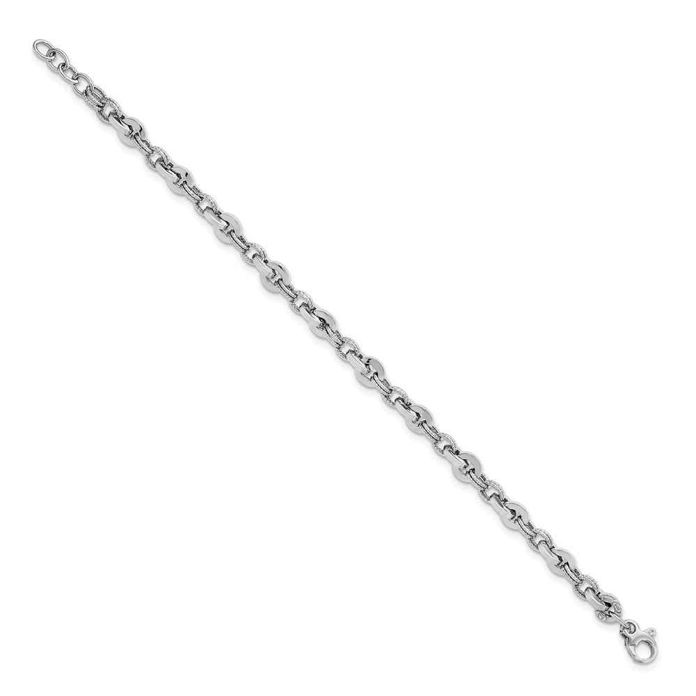 14K White Polished Fancy Link  Bracelet