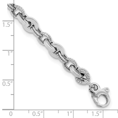 14K White Polished Fancy Link  Bracelet