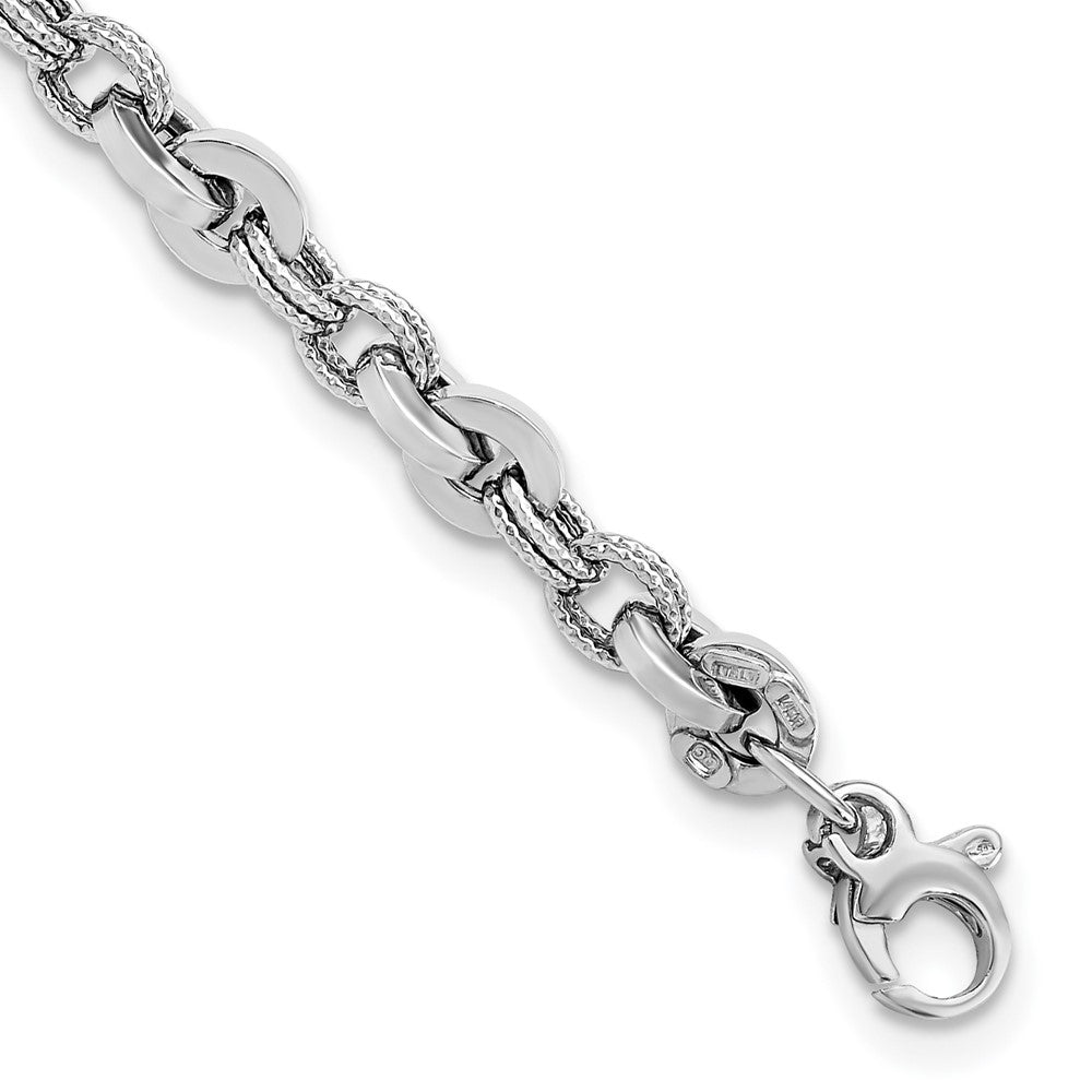 14K White Polished Fancy Link  Bracelet